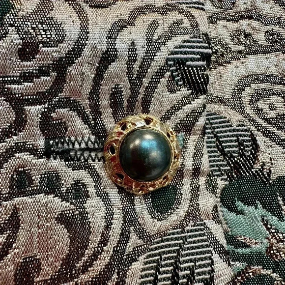 Vintage Neiman Marcus Gold Metallic Shimmer Rose 80’s Rock Glam Blazer Size 8 M - Picture 7 of 16